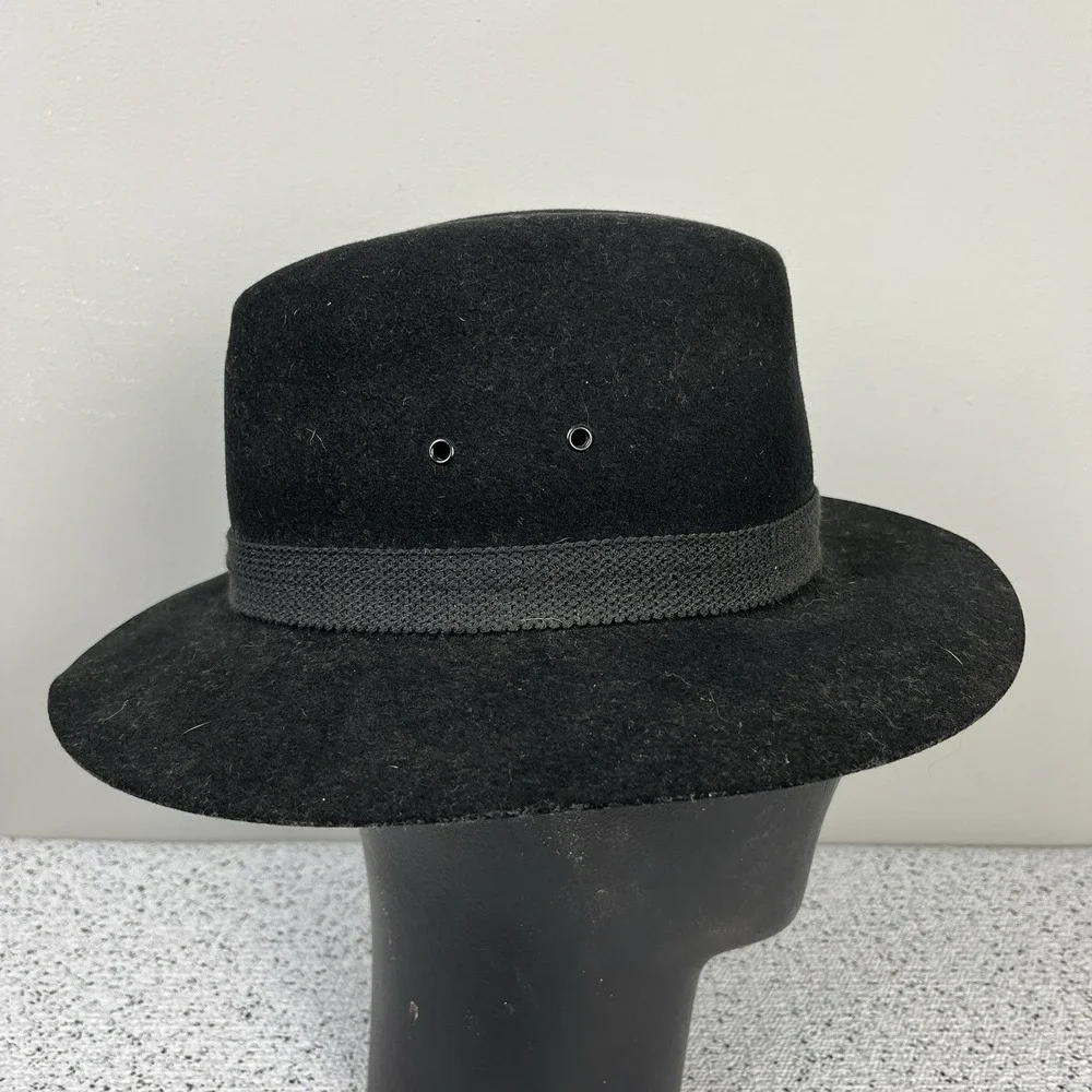 VTG Mallory by Stetson Black Wool Hunter Hat Fedora Mens Size 7-7⅛ Medium‎ USA